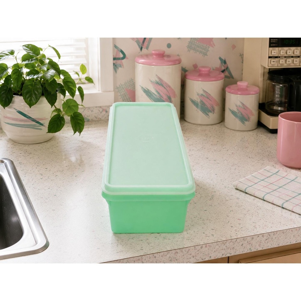 VTG Tupperware Jadeite Thin-Stor Celery or Vegetable Keeper #892-5 w/ lid #893-1